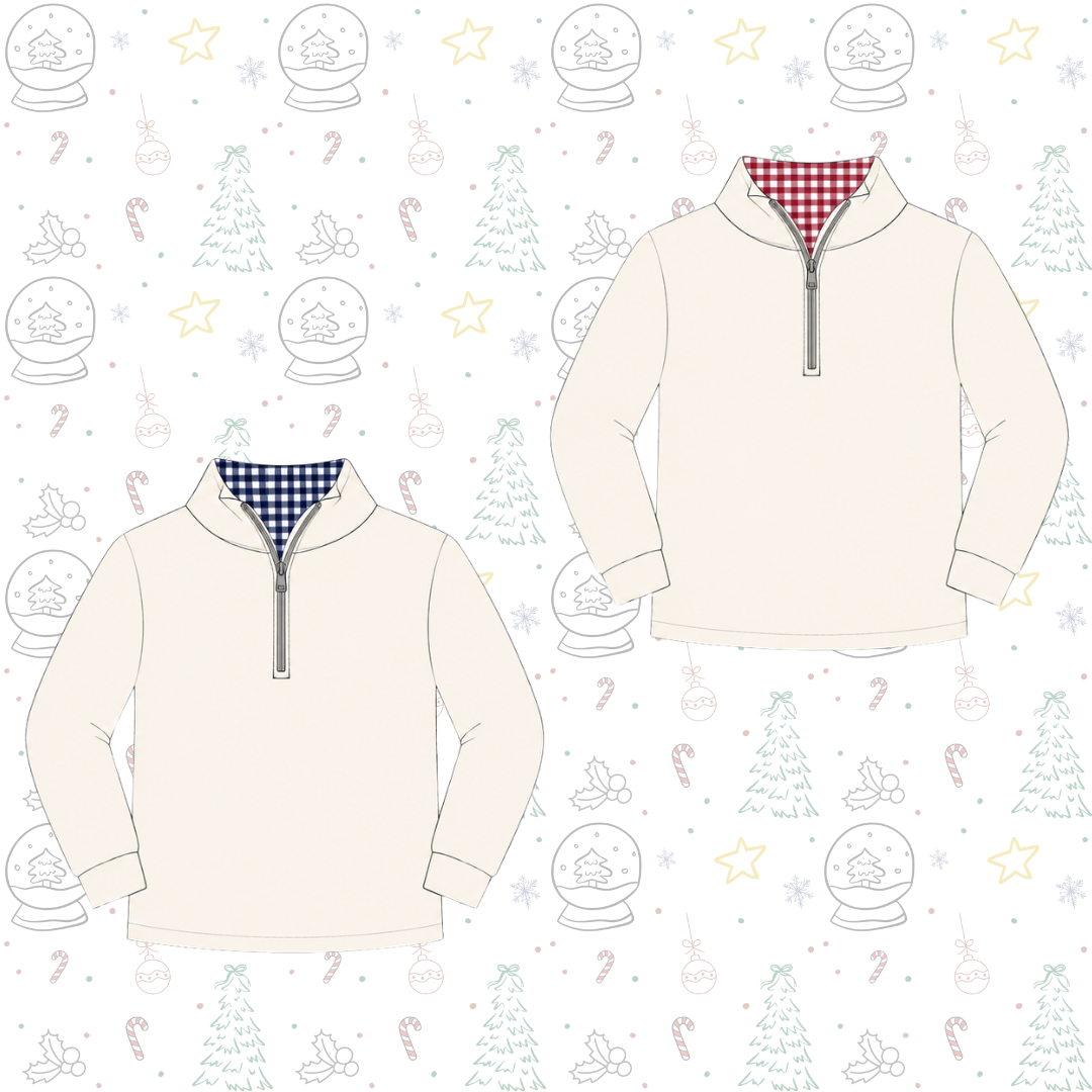 ADULTS Gingham Collared 1/4 Zips Pre-Order